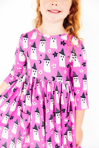 Witches Boo 3/4 Sleeve Pocket Twirl Dress