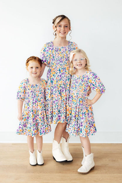 Garden Groove Smocked Ruffle Dress