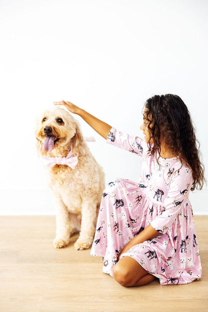 Puppy Kisses 3/4 Sleeve Pocket Twirl Dress