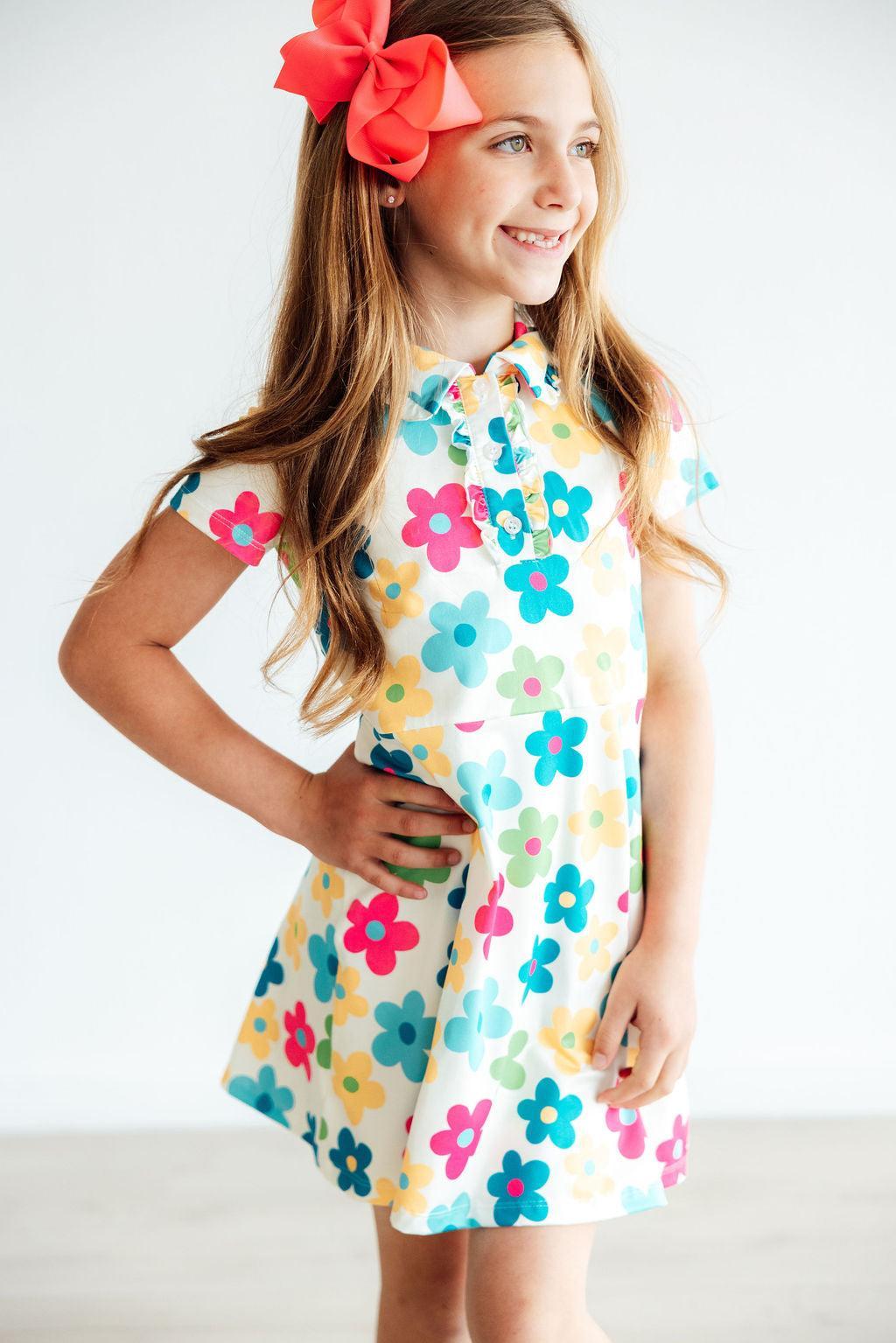 Groovy Blooms S/S Polo Dress