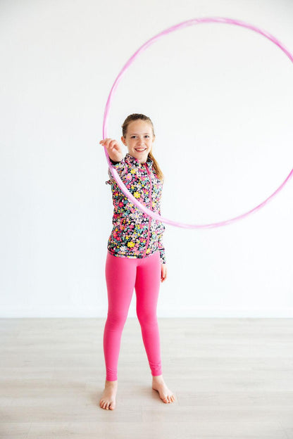 Flexible Floral Full-Zip Ruffle Active Jacket