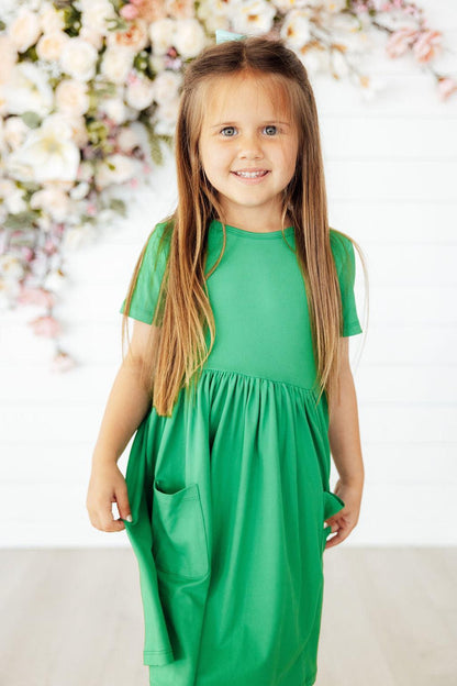 Kelly Green S/S Pocket Twirl Dress