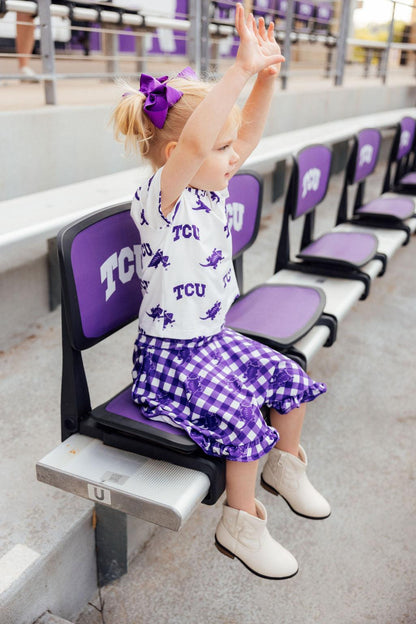 TCU Plaid Frog Ruffle Twirl Skort