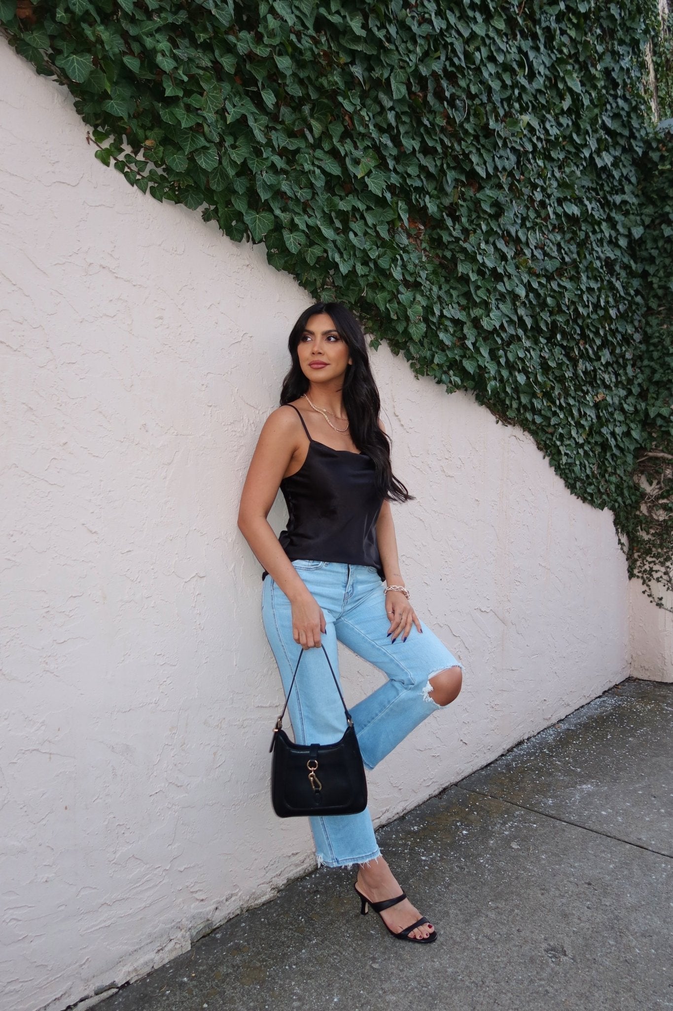 Muse By Magnolia Black Satin Cami Top - FINAL SALE