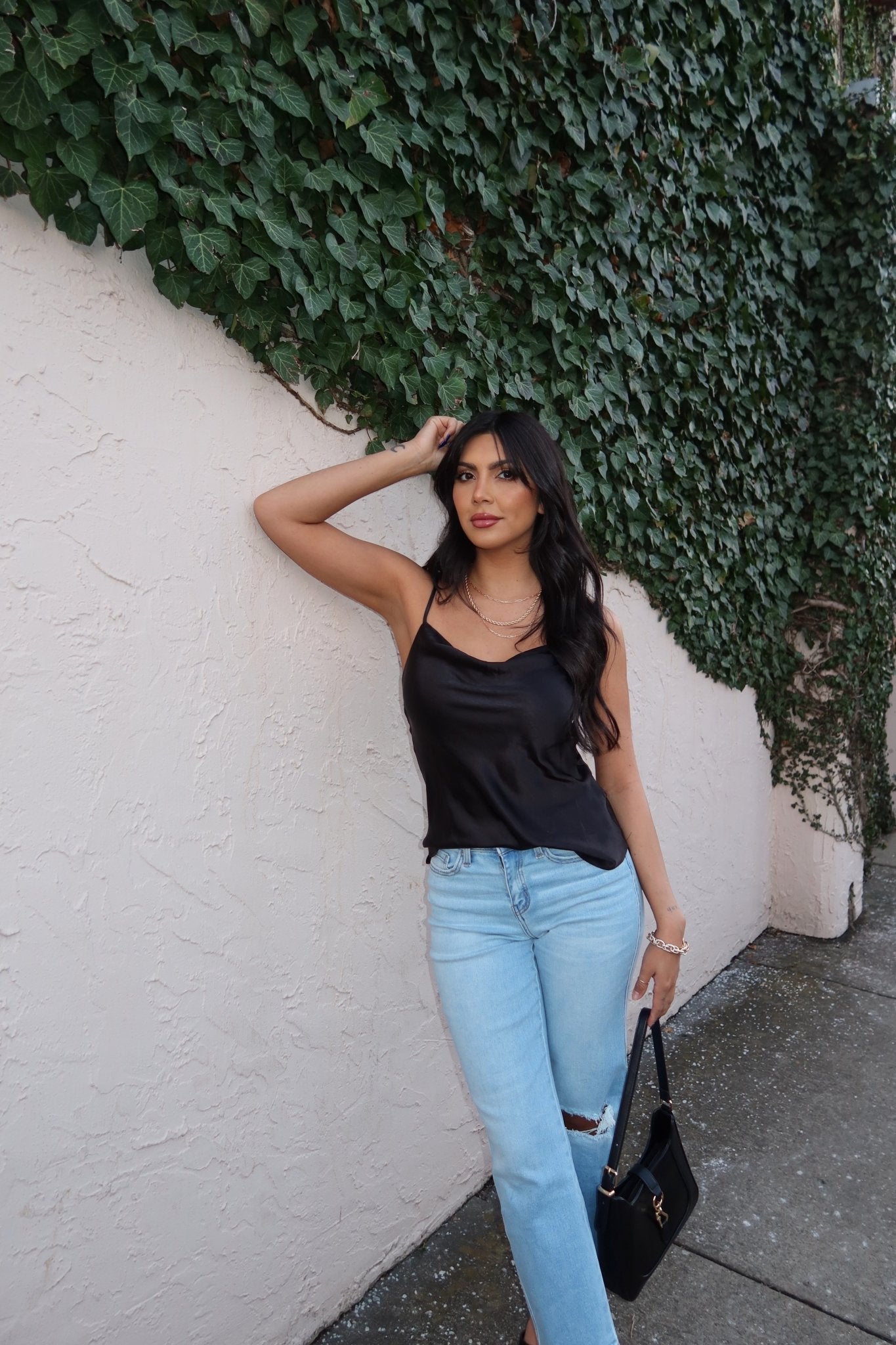 Muse By Magnolia Black Satin Cami Top - FINAL SALE