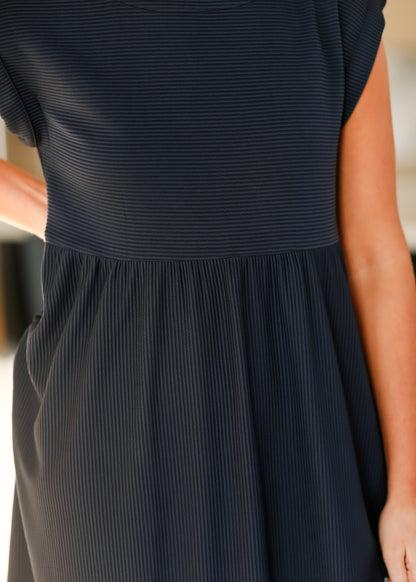 Olivia A-line Solid Midi Dress