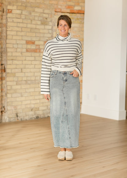 Piper A-line Long Denim Maxi Skirt