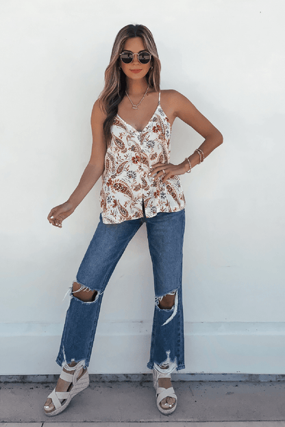 Poppy Vibes Multi Paisley Print Tank Top - FINAL SALE