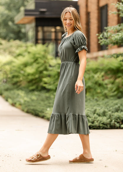 Amy Puff Sleeve Midi Dress