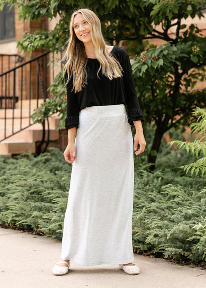 Clarise Premium Knit Maxi Skirt Heather Gray