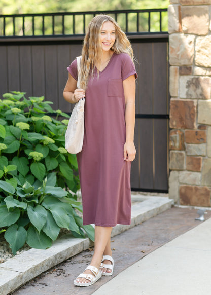 Finley V-neck T-shirt Dress Mulberry