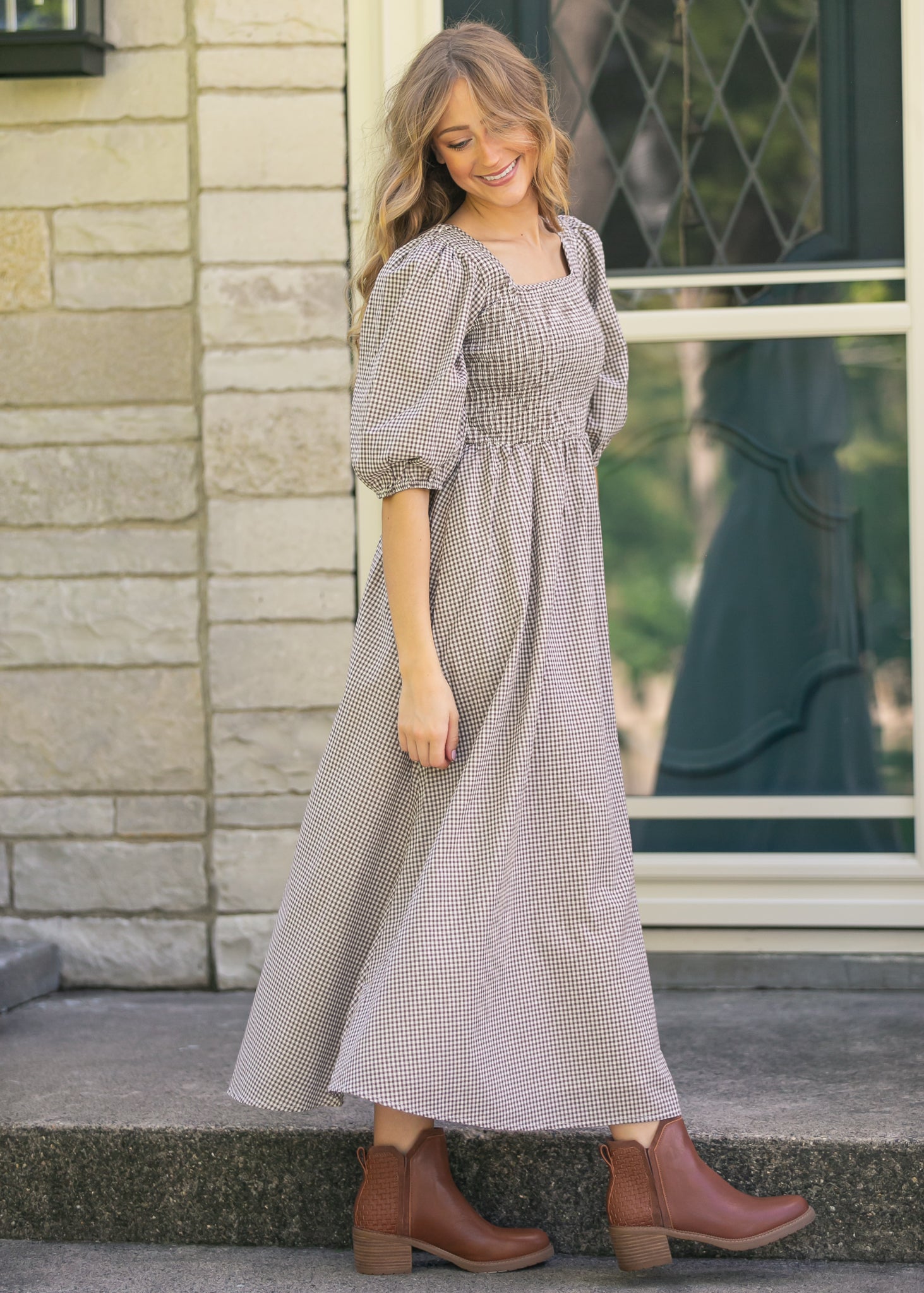 Kayleen Gingham Maxi Dress