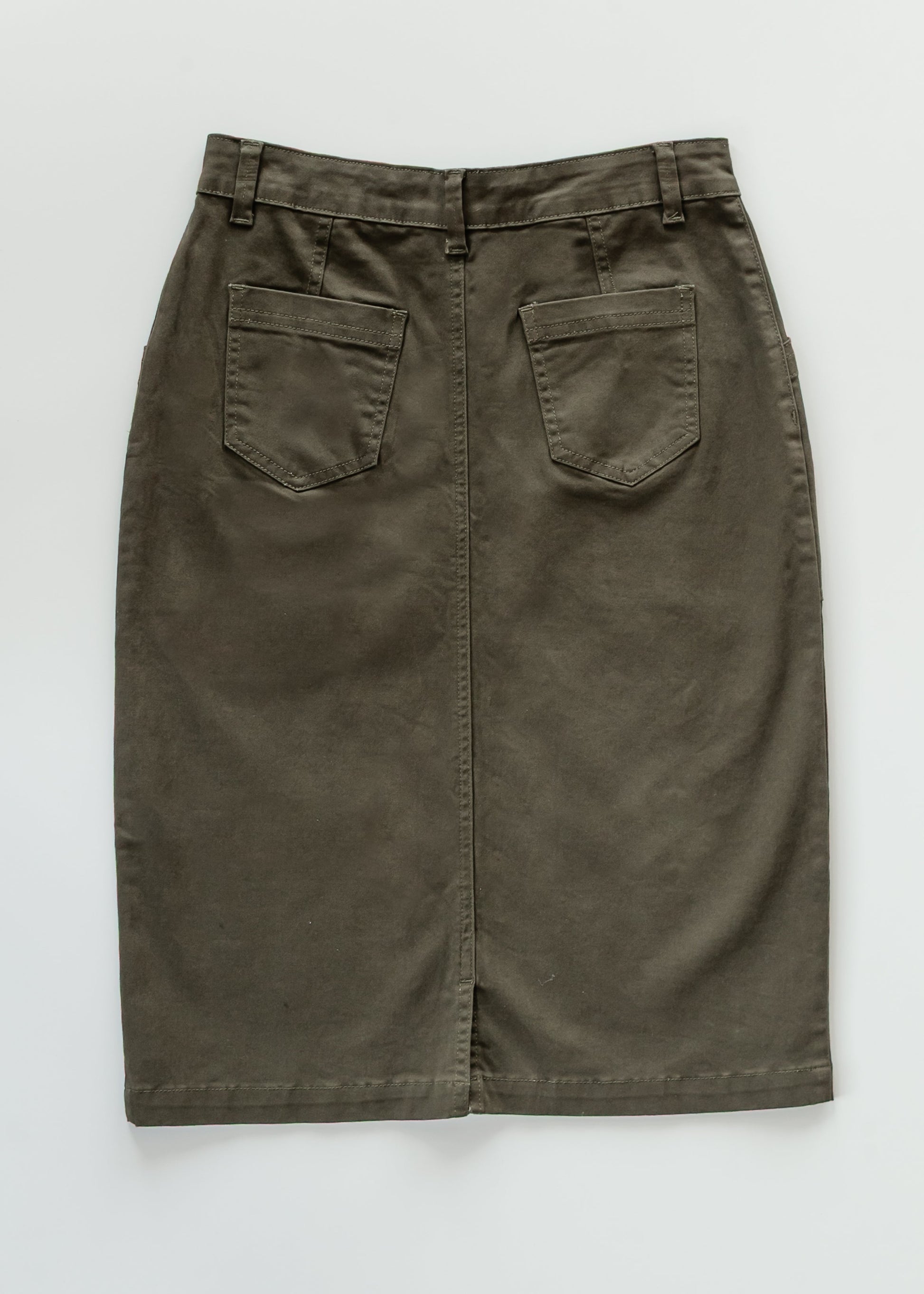 Kennedy Olive Midi Denim Skirt