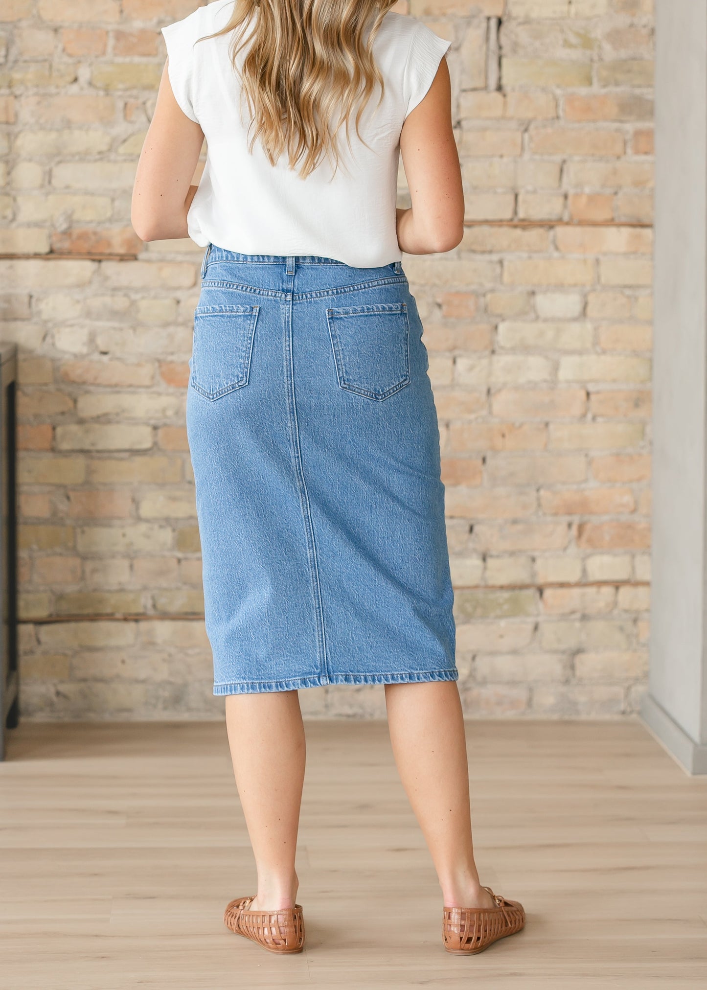 Remi Denim Classic Wash Midi Skirt