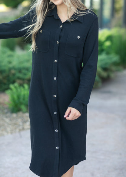 Teagan Black Ultra Soft Shirt Dress