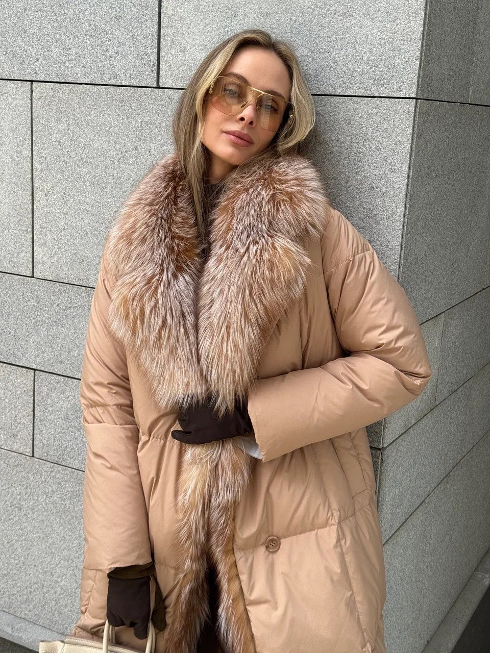 Genuine Polar Fox Premium Down Parka Coat