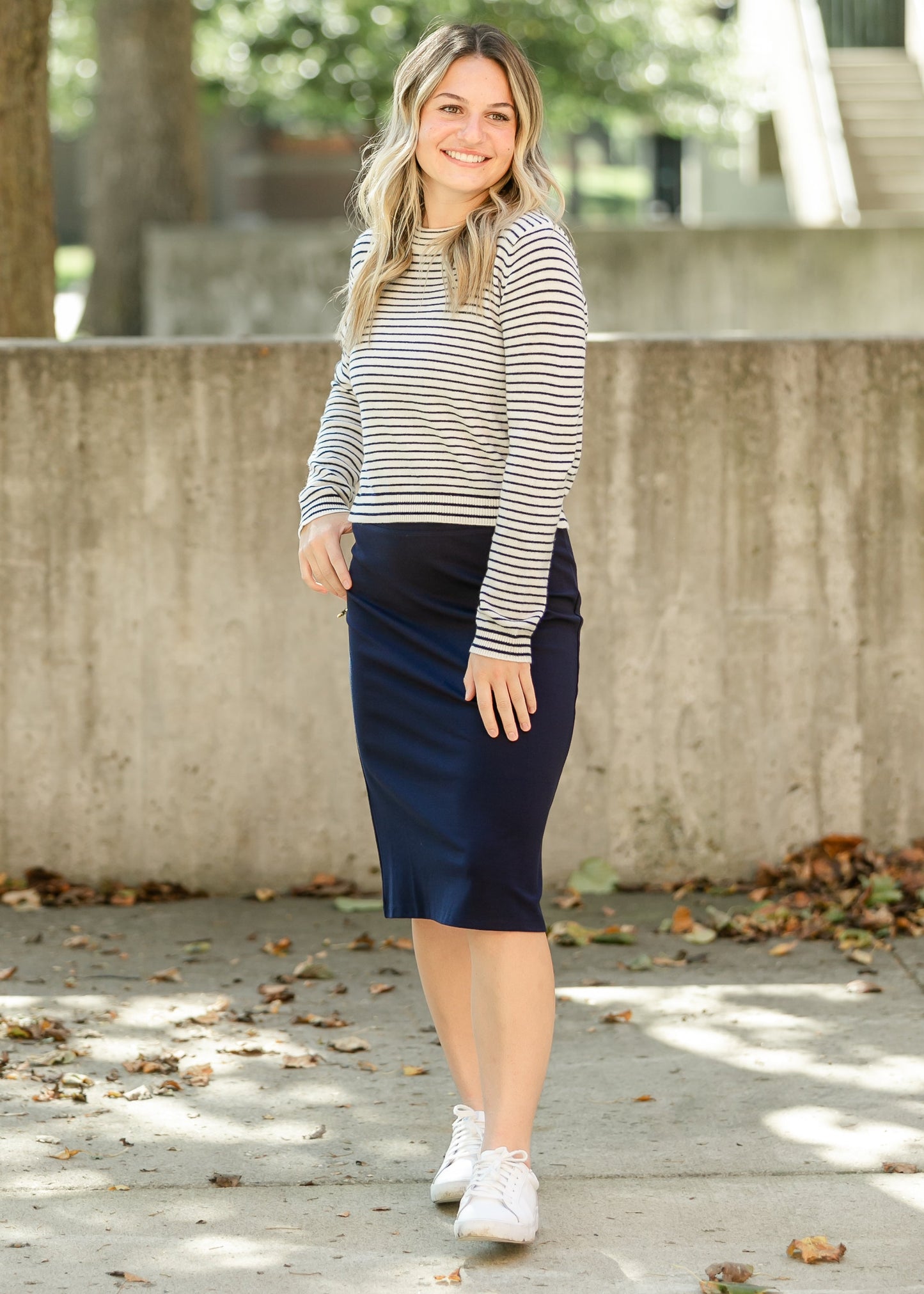 Quinn Knit Midi Skirt Navy