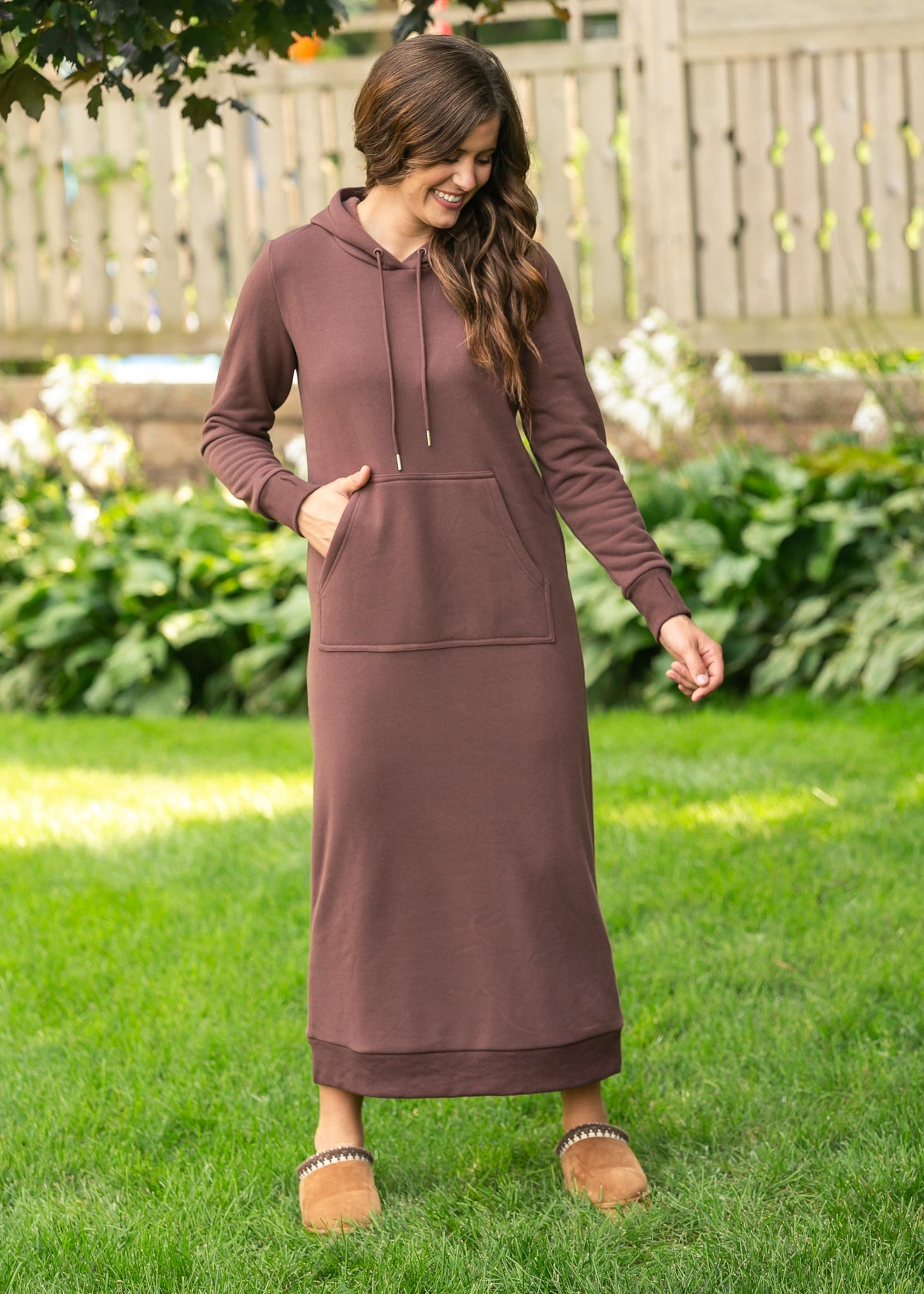 Rae Hoodie Sweatshirt Dress Chocolate Brown