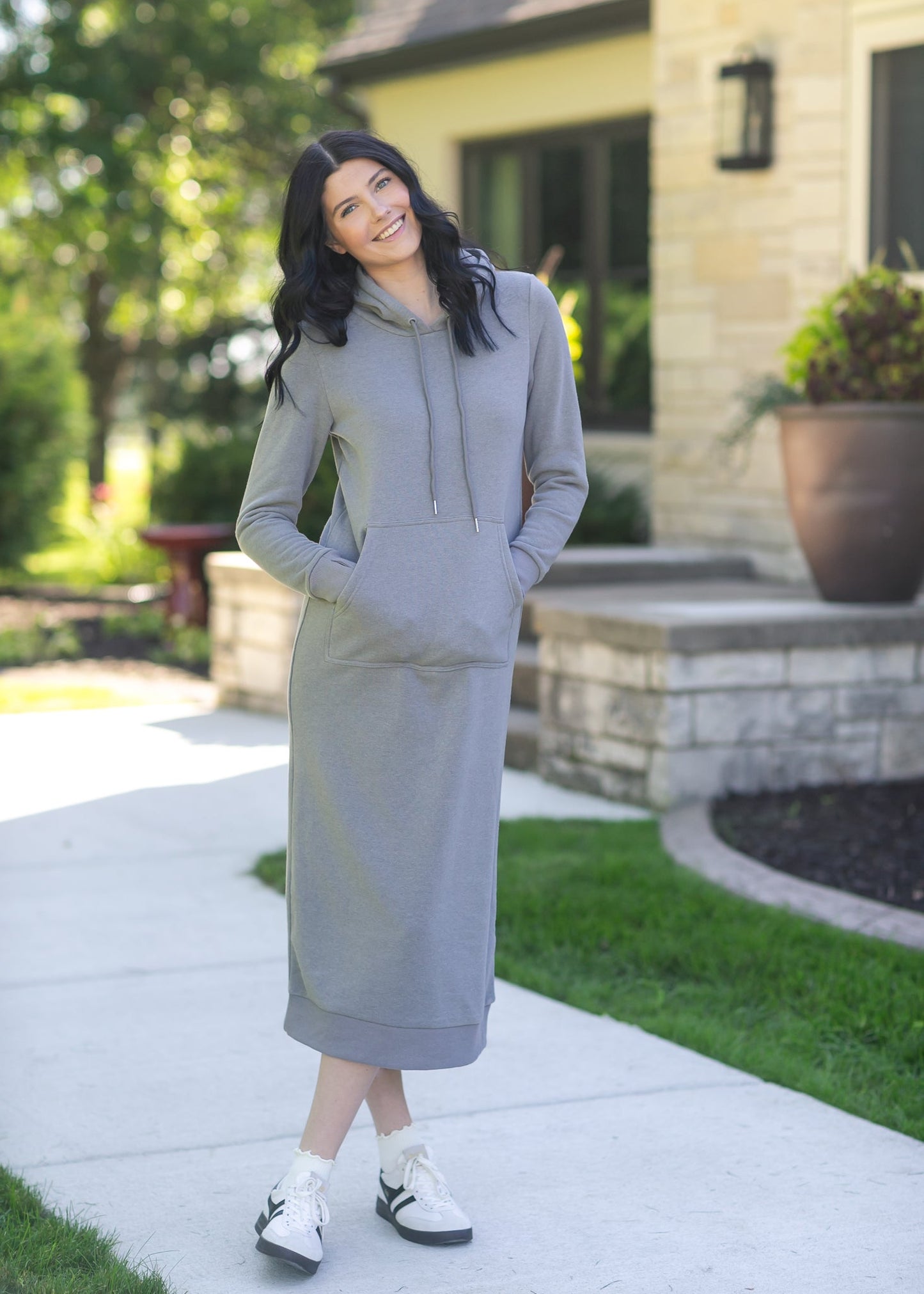 Rae Hoodie Sweatshirt Dress Gray