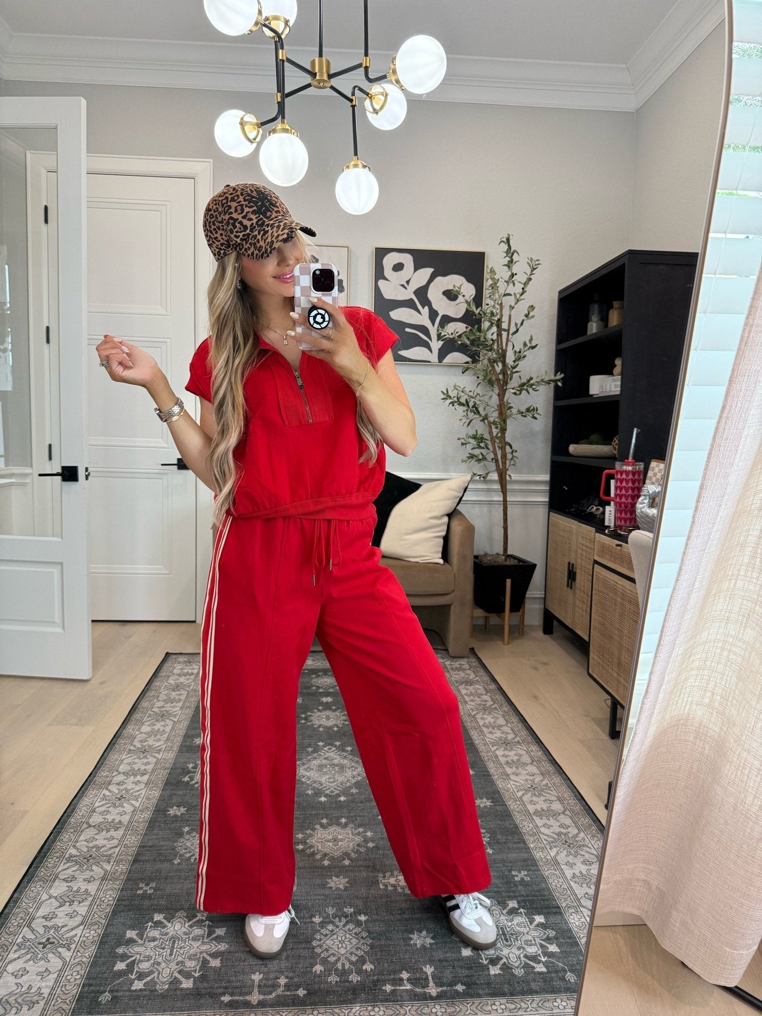 Red Contrast Quarter Zip Pullover - FINAL SALE