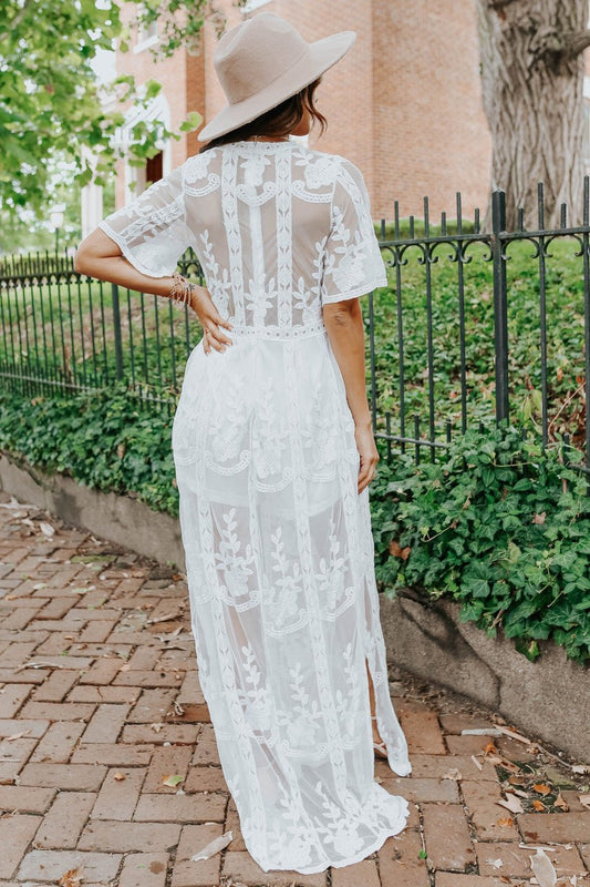 Reign White Lace Romper Maxi - FINAL SALE