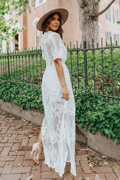 Reign White Lace Romper Maxi - FINAL SALE