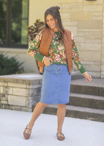 Remi Denim Classic Wash Midi Skirt