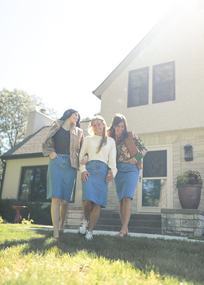 Remi Denim Classic Wash Midi Skirt