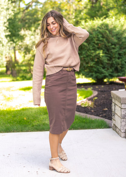Remi Denim Midi Skirt Brownstone