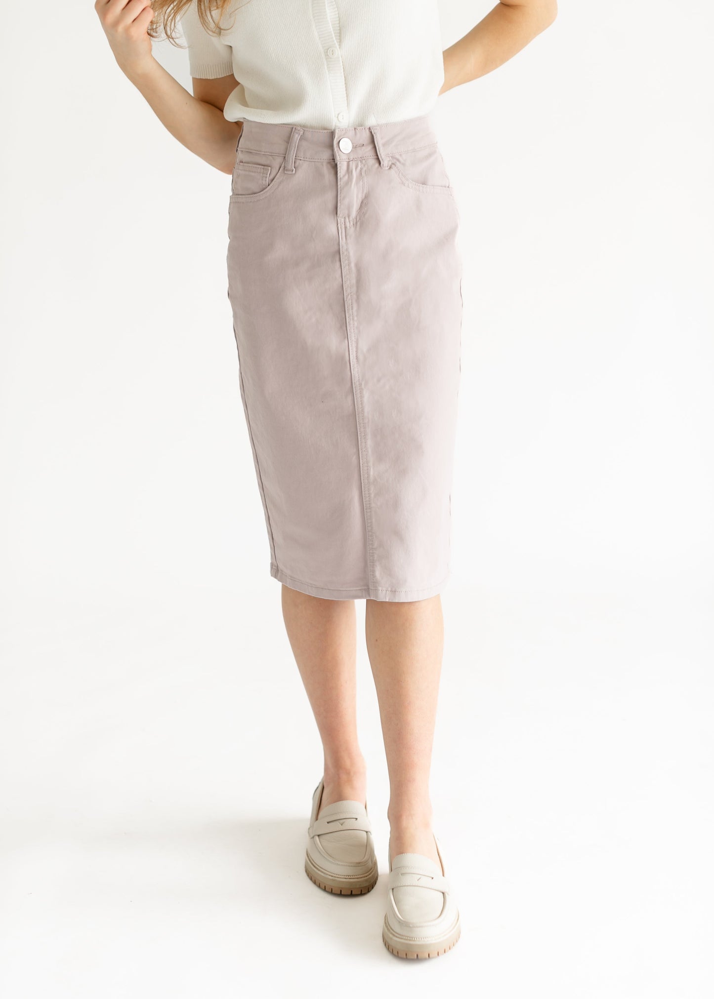 Remi Lilac Denim Midi Skirt - FINAL SALE