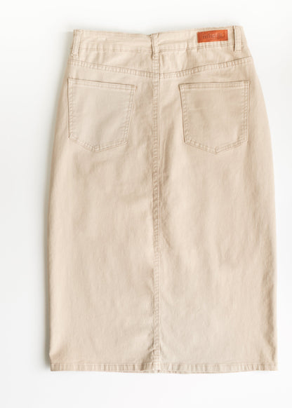 Remi Simply Taupe Denim Midi Skirt