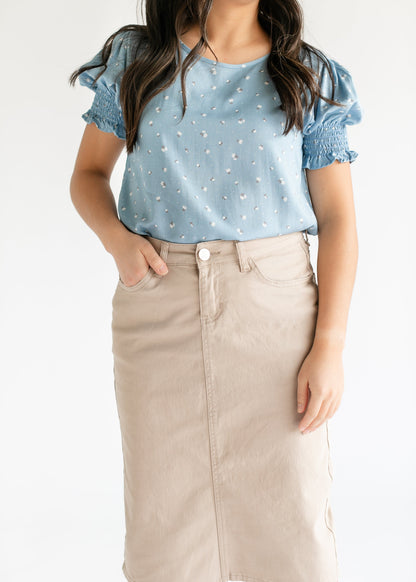 Remi Simply Taupe Denim Midi Skirt