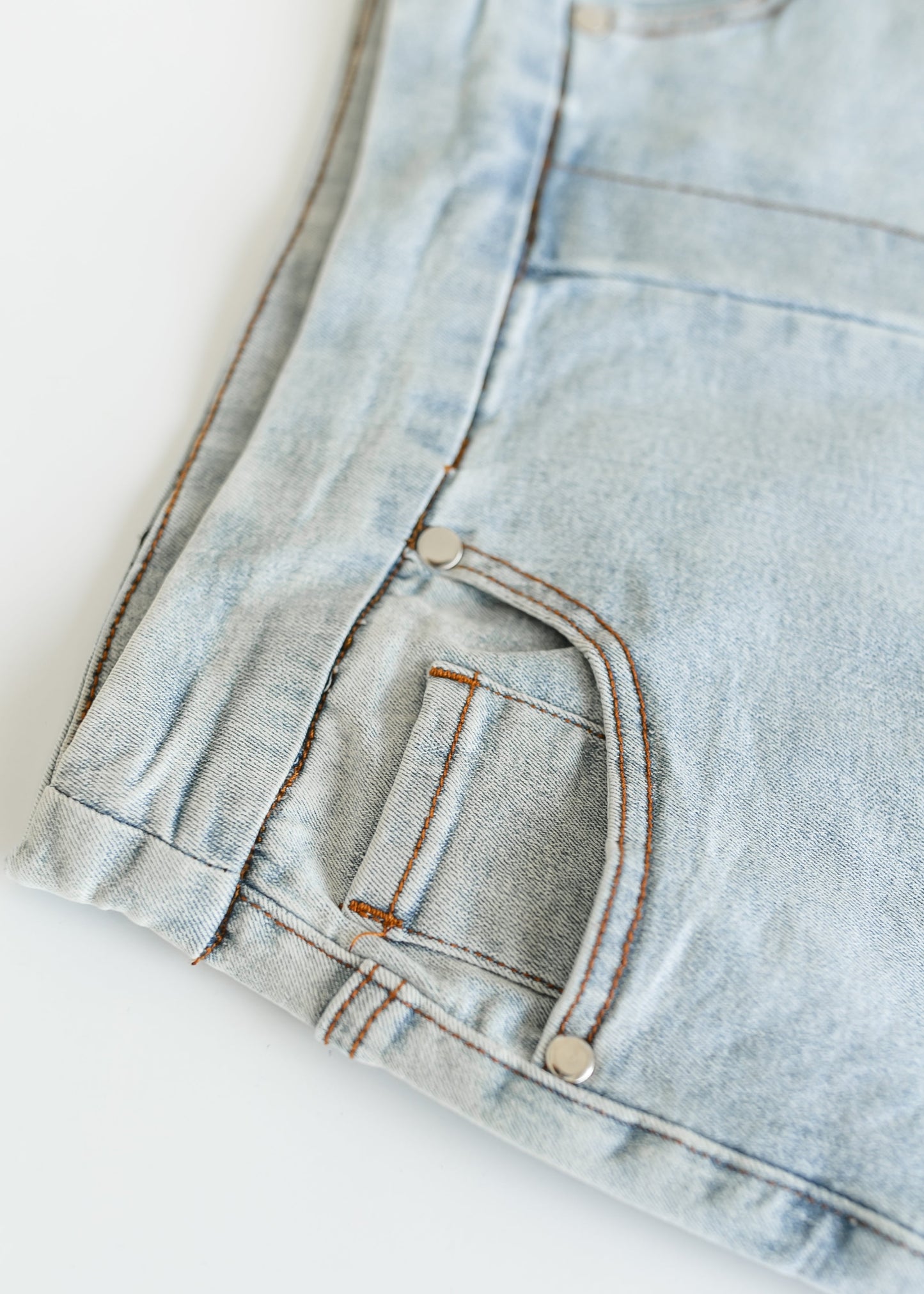 Sandra Light Wash Denim Midi Skirt