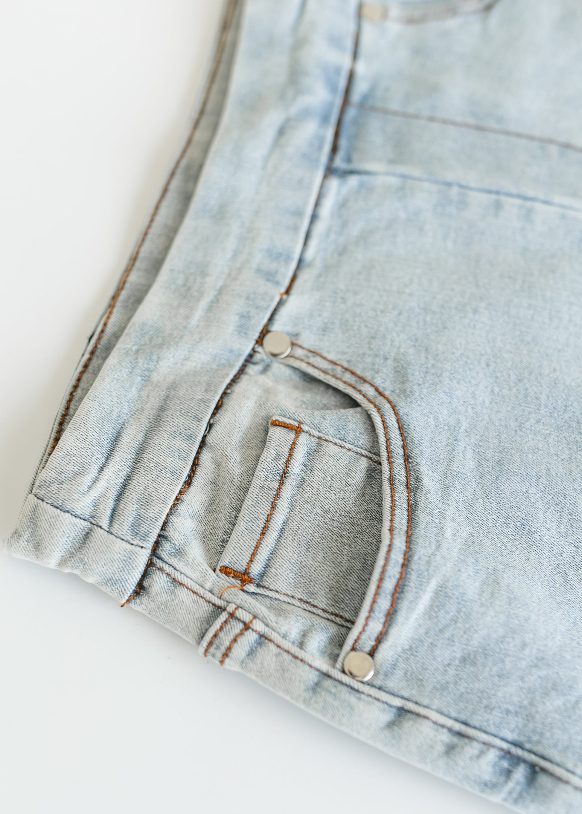 Sandra Light Wash Denim Midi Skirt