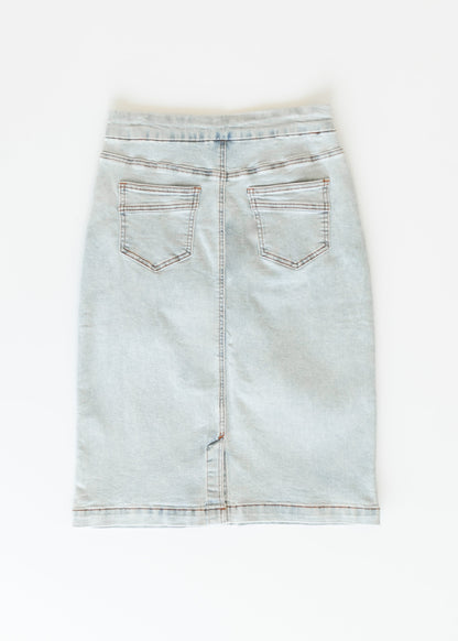 Sandra Light Wash Denim Midi Skirt