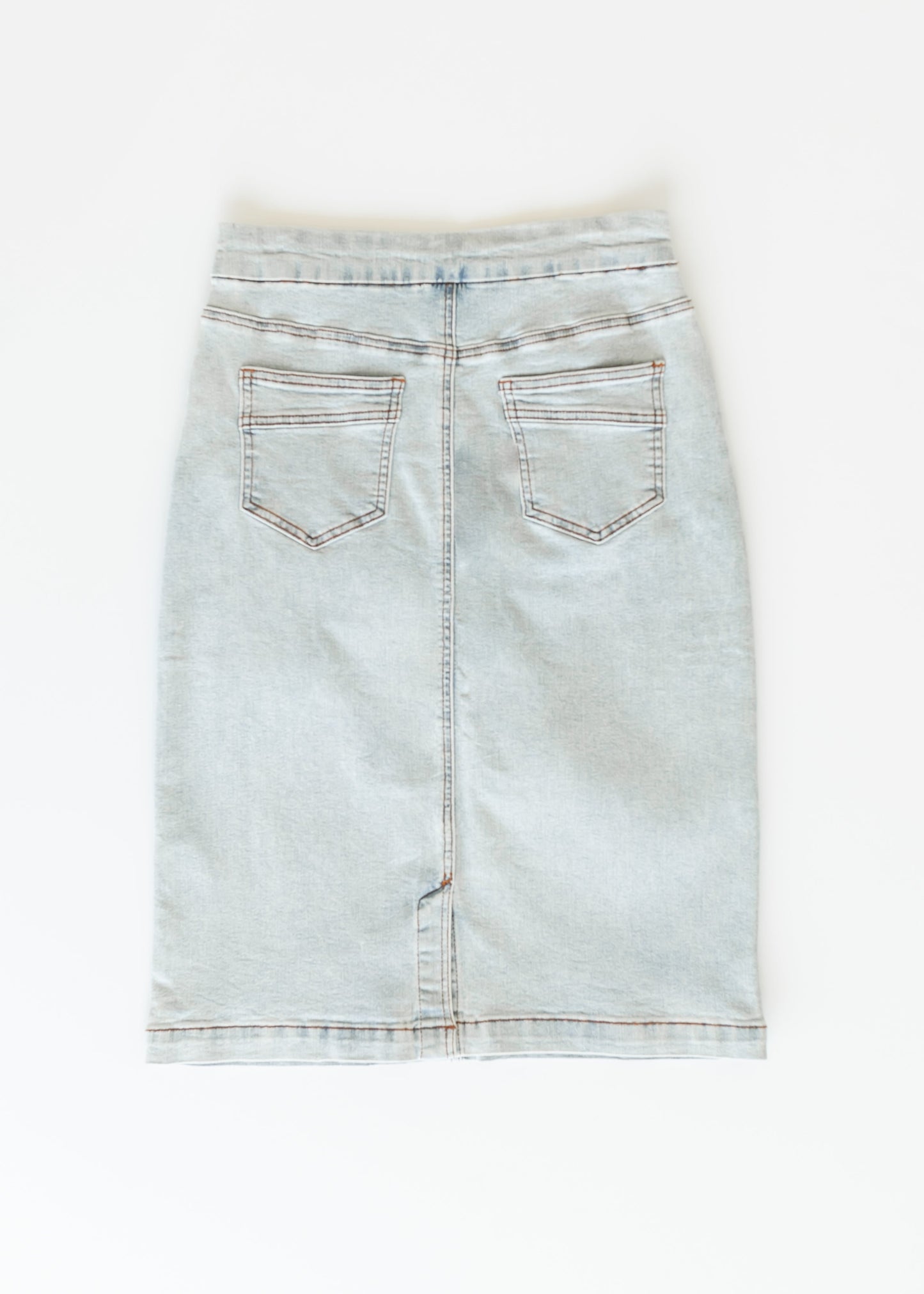 Sandra Light Wash Denim Midi Skirt