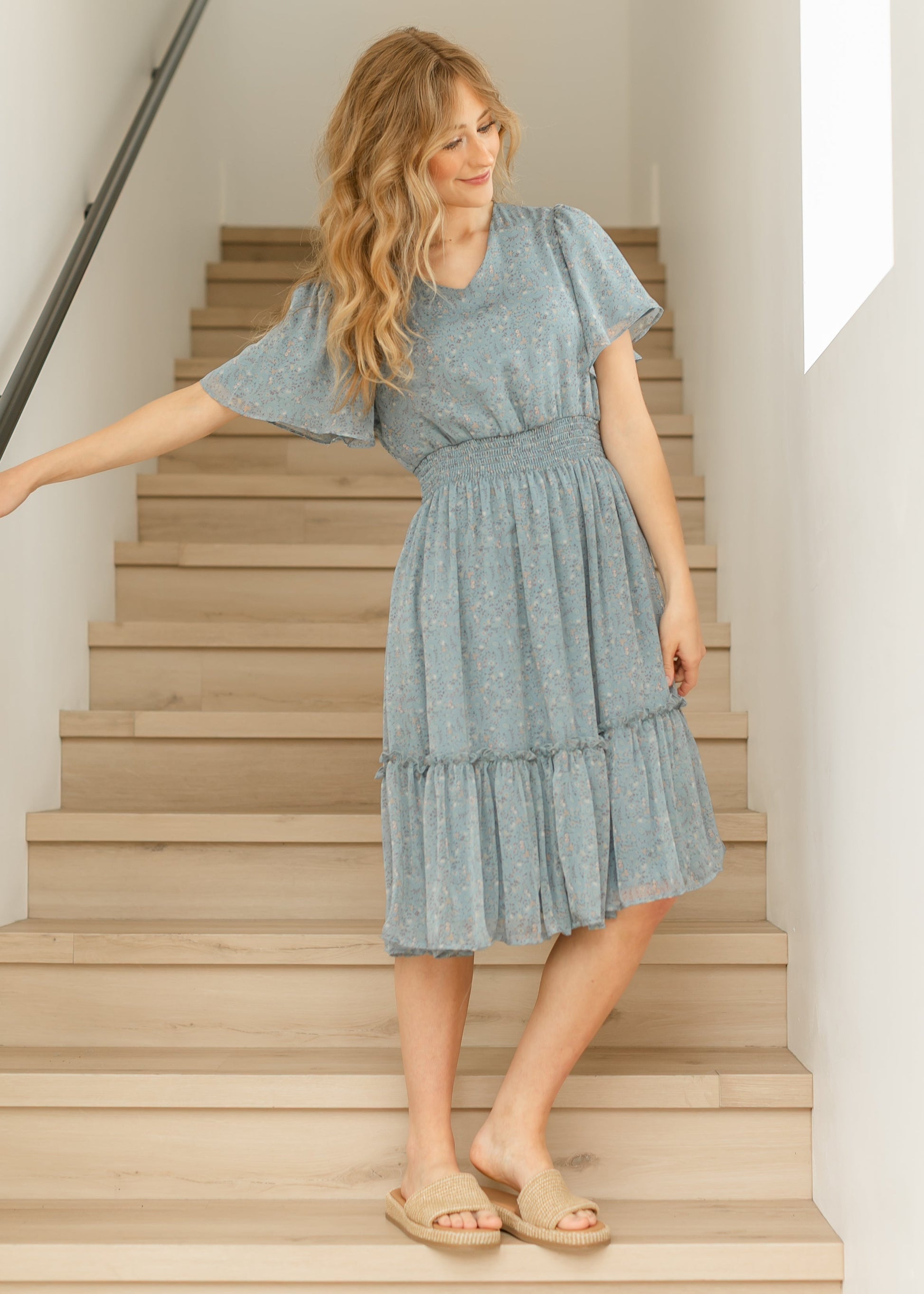 Sophie Floral Midi Dress - FINAL SALE Blue