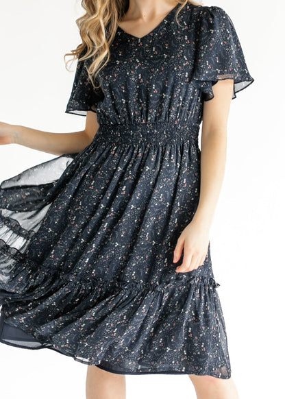 Sophie Floral Midi Dress - FINAL SALE Navy