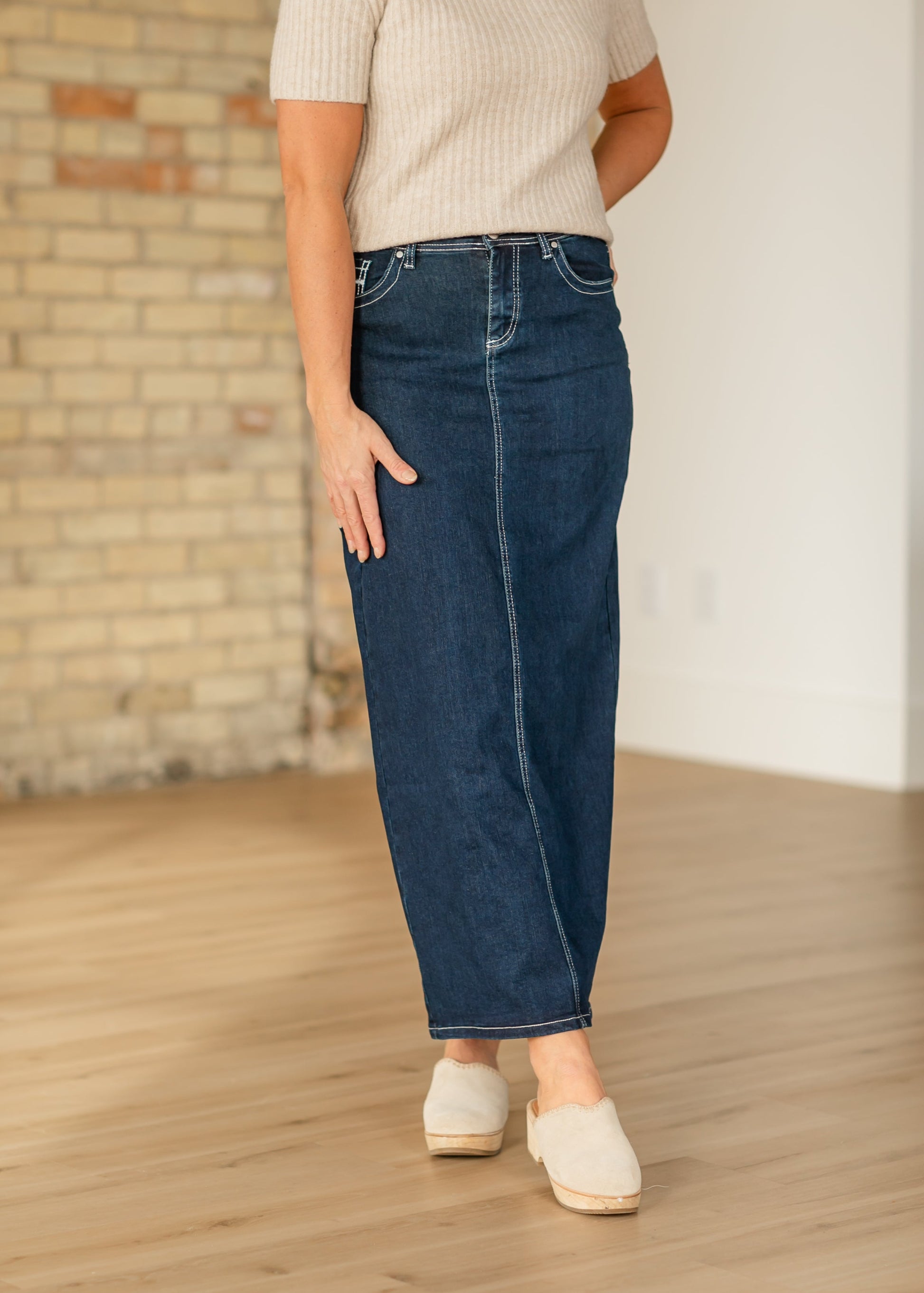 Stella Dark Wash Maxi Denim Skirt