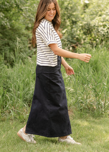 Stella Navy Maxi Denim Skirt