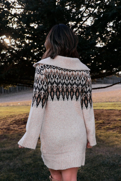 Steve Madden Essa Cream Print Sweater Dress - FINAL SALE