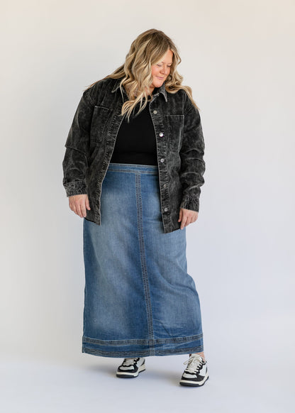 Sutton Side Zip A-line Denim Maxi Skirt - FINAL SALE