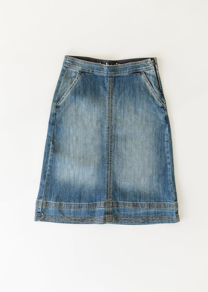 Sutton Side Zip A-line Denim Midi Skirt - FINAL SALE