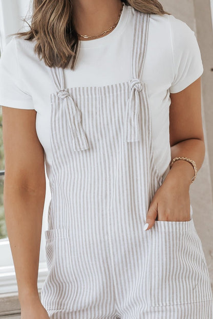 Taupe Stripe Linen Jumpsuit - FINAL SALE