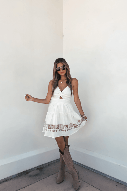 Vintage Havana Cream Border Print Mini Dress - FINAL SALE