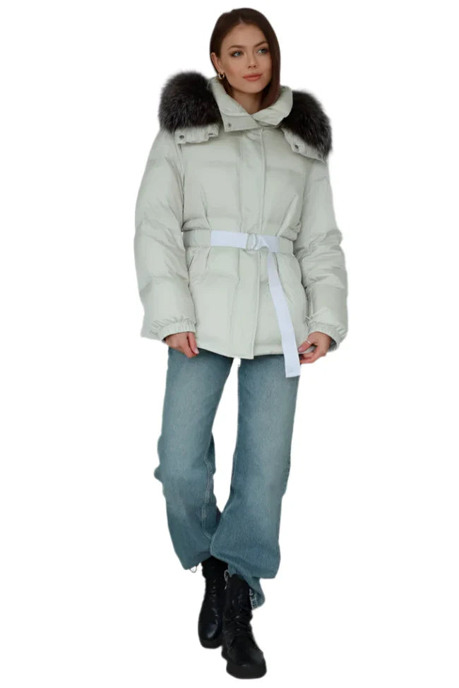 Genuine Silver Fox Down Fill Jacket Cream