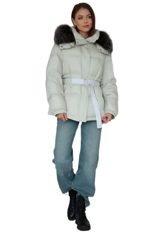 Genuine Silver Fox Down Fill Jacket Cream