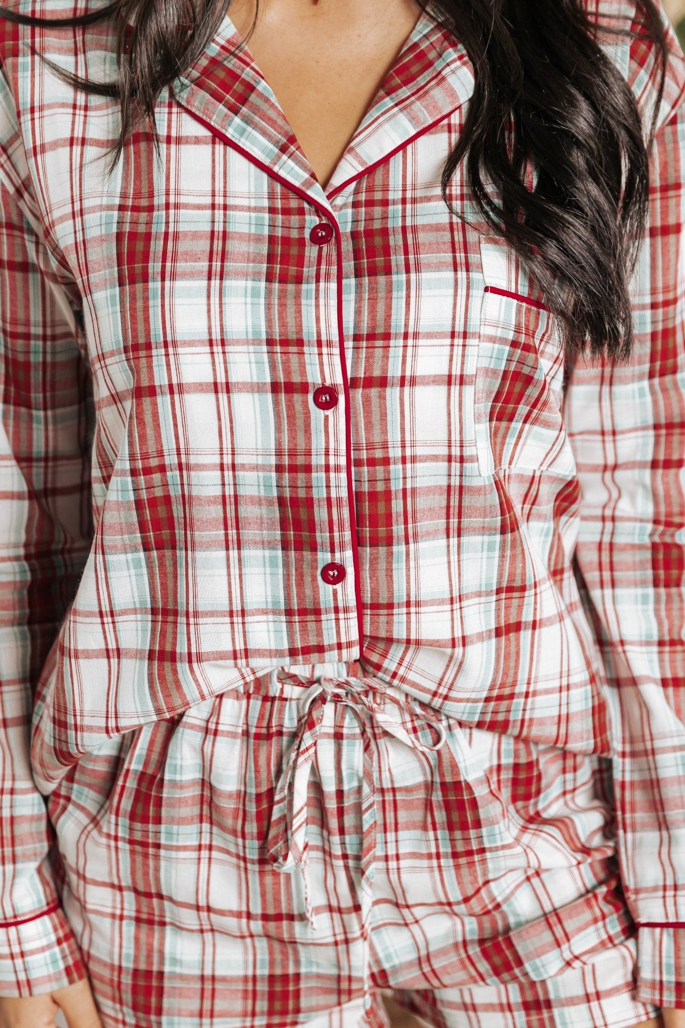 Waking Up Multi Red Plaid Shirt & Shorts Set - FINAL SALE
