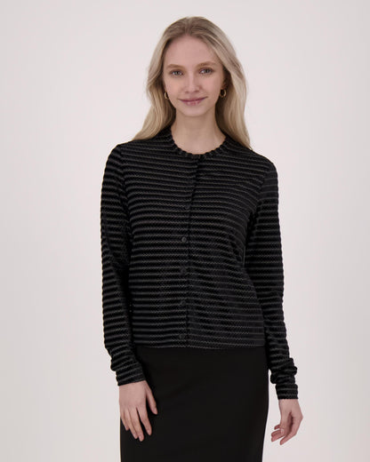 Chevron Shimmer Cardigan Black