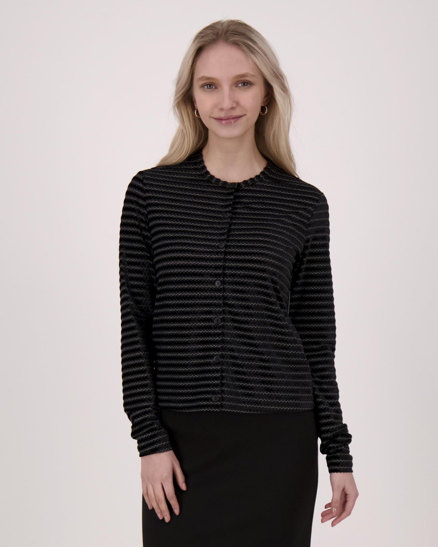 Chevron Shimmer Cardigan Black